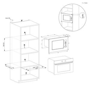 Candy CA38FL7NWBX 800W, 20literes, inox, beépíthető, mikrohullámú sütő