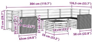 VidaXL Kültéri kanapé szett 8 pcs Természetes Tömör Akácfa