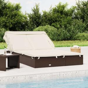 VidaXL Kétágyas Napozóágy - Polyrattan - Barna - 213x118x97cm