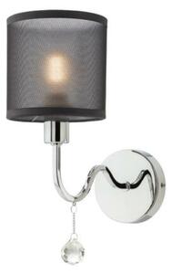 BELLARIA modern kristály fali lámpa króm fekete ernyővel/búrával, 1Xmax. 28W