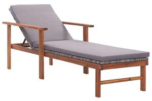 VidaXL Akácfa Napozóágy Szürke Polyrattannal - 200cm