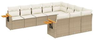 VidaXL Polyrattan Kerti Ülőgarnitúra - 10 részes - Bézs