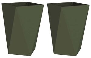 VidaXL Növénytartó 2 pcs Olajzöld 50 x 50 x 75 cm Acél