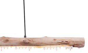 FELiCITAS modern LED kristály függőlámpa, natúr fa