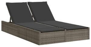 VidaXL Dupla Napozóágy - Polyrattan - Szürke - 200cm