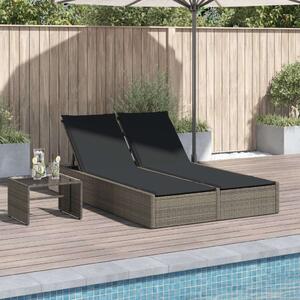 VidaXL Dupla Napozóágy - Polyrattan - Szürke - 200cm