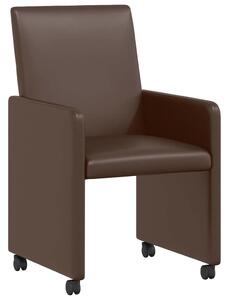 VidaXL Étkező Székek kerekekkel 2 pcs Barna 57 x 66 x 94 cm Műbőr