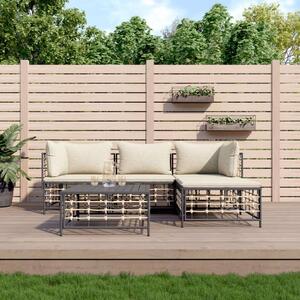 VidaXL 4-részes antracitszürke polyrattan kerti ülőgarnitúra párnákkal