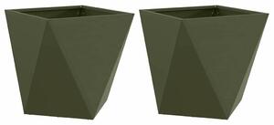 VidaXL Növénytartó 2 pcs Olajzöld 50 x 50 x 50 cm Acél