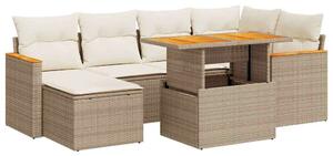 VidaXL 7 részes Polyrattan Kerti Ülőgarnitúra - Bézs
