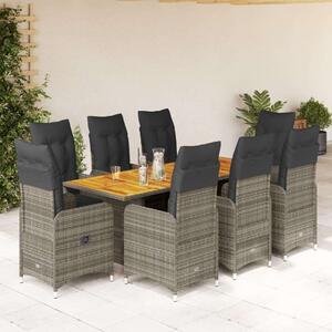 VidaXL Polyrattan Kerti Bútor - 9 részes szürke bisztrókészlet
