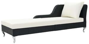 VidaXL Napozóágy - Fekete Polyrattan - 210cm