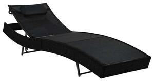 VidaXL Napozóágy - Fekete Polyrattan - 213cm