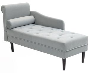 Homcom nyugágy szürke bársony kárpitozású huzattal, tömör fából és habszivacsból, 146x61x82,5 cm