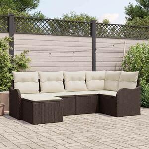 Kerti Kanapé Szett párnával 6 pcs Barna és fehér Poli rattan