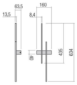 LED falilámpa, TANGENT, kettes, jobb, fehér