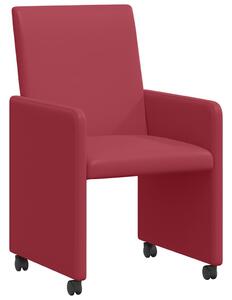 VidaXL Étkező Székek kerekekkel 2 pcs bordó 57 x 66 x 94 cm Műbőr