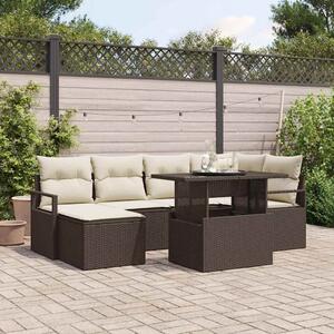 VidaXL Kerti Kanapé Szett tárolóval 7 pcs Barna Poli rattan