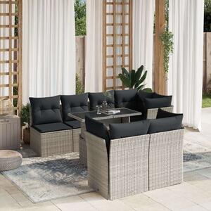 VidaXL Polyrattan Kerti Ülőgarnitúra - 8 részes, Világosszürke
