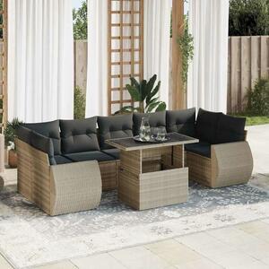VidaXL Polyrattan Kerti Ülőgarnitúra - 8 részes - Világos Szürke