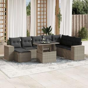 VidaXL Polyrattan Kerti Ülőgarnitúra - 9 részes, Világosszürke