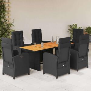 VidaXL - 7 Részes Kerti Étkezőgarnitúra - Polyrattan - Fekete