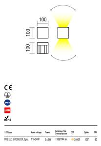 Kültéri LED falilámpa, VARY, 10x10 cm, fehér