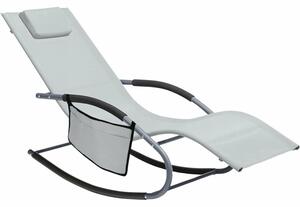 Függőágy stílusú kerti napozóágy, 148x63x87 cm, acél váz, textilene, ergonomikus kialakítás, világosszürke