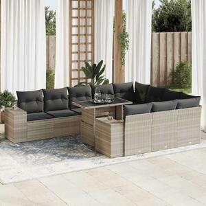 VidaXL 11 részes világosszürke polyrattan kerti ülőgarnitúra párnákkal