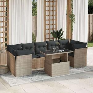 VidaXL Polyrattan Kerti Ülőgarnitúra - 8 részes - Világosszürke