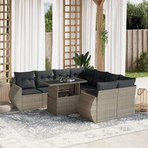 VidaXL Polyrattan Kerti Ülőgarnitúra - 9 részes, Világosszürke