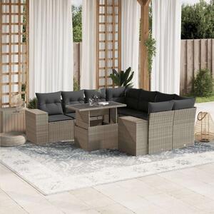 VidaXL Polyrattan Kerti Ülőgarnitúra - 9 részes - Világosszürke