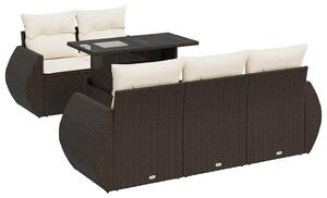 VidaXL 6 részes barna polyrattan kerti ülőgarnitúra párnával