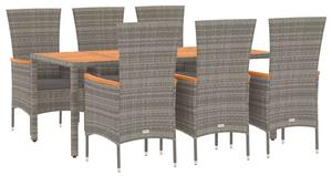 Polyrattan Kerti Étkezőgarnitúra - Szürke - 7 részes