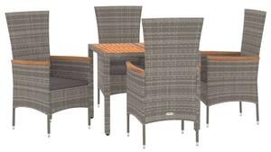 Polyrattan Kerti Étkezőgarnitúra - 5 részes - Szürke