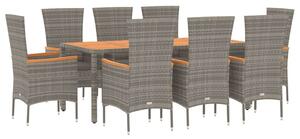 Polyrattan Kerti Étkezőgarnitúra - 9 részes - Szürke