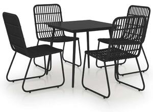 Polyrattan Kültéri Étkezőgarnitúra - 5 részes - Fekete