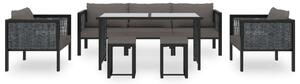 Polyrattan Kerti Ülőgarnitúra - 8 Személyes - Antracitszürke