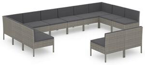 Polyrattan Kerti Ülőgarnitúra - 12 részes - Szürke