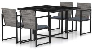 VidaXL Kültéri Étkezőgarnitúra - 5 részes - Szürke Polyrattan