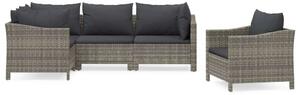 VidaXL Polyrattan Kerti Ülőgarnitúra - 5 részes - Szürke