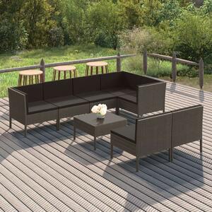 Polyrattan Kerti Ülőgarnitúra - 8 részes - Szürke