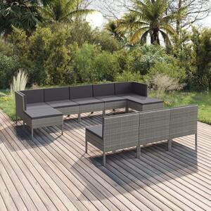 VidaXL Polyrattan Kerti Bútorszett - 10 részes - Szürke