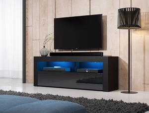 Mex 140 TV szekrény, fekete/fekete, kék LED hangulatvilágítással