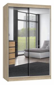 Gardróbszekrény 120 cm tükörrel RANNO 3 - sonoma tölgyfa