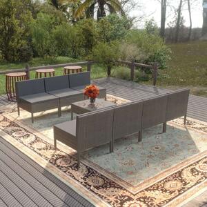 Kerti Ülőgarnitúra - Polyrattan - Szürke - 8 részes