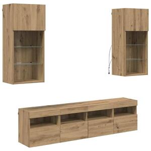 VidaXL TV Fali Egységek LED-del 5 pcs Artisan tölgy 40,5 x 30 x 90 cm