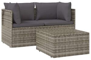 VidaXL Polyrattan Kerti Ülőgarnitúra - 3 részes - Szürke