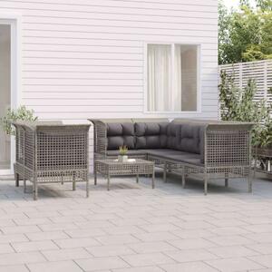VidaXL 8 részes szürke polyrattan kerti ülőgarnitúra párnákkal