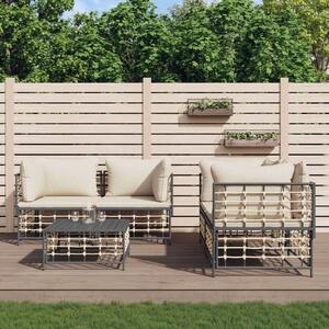 VidaXL 5-részes antracitszürke polyrattan kerti ülőgarnitúra párnákkal